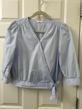 H&M Light Blue Striped Wrap Blouse